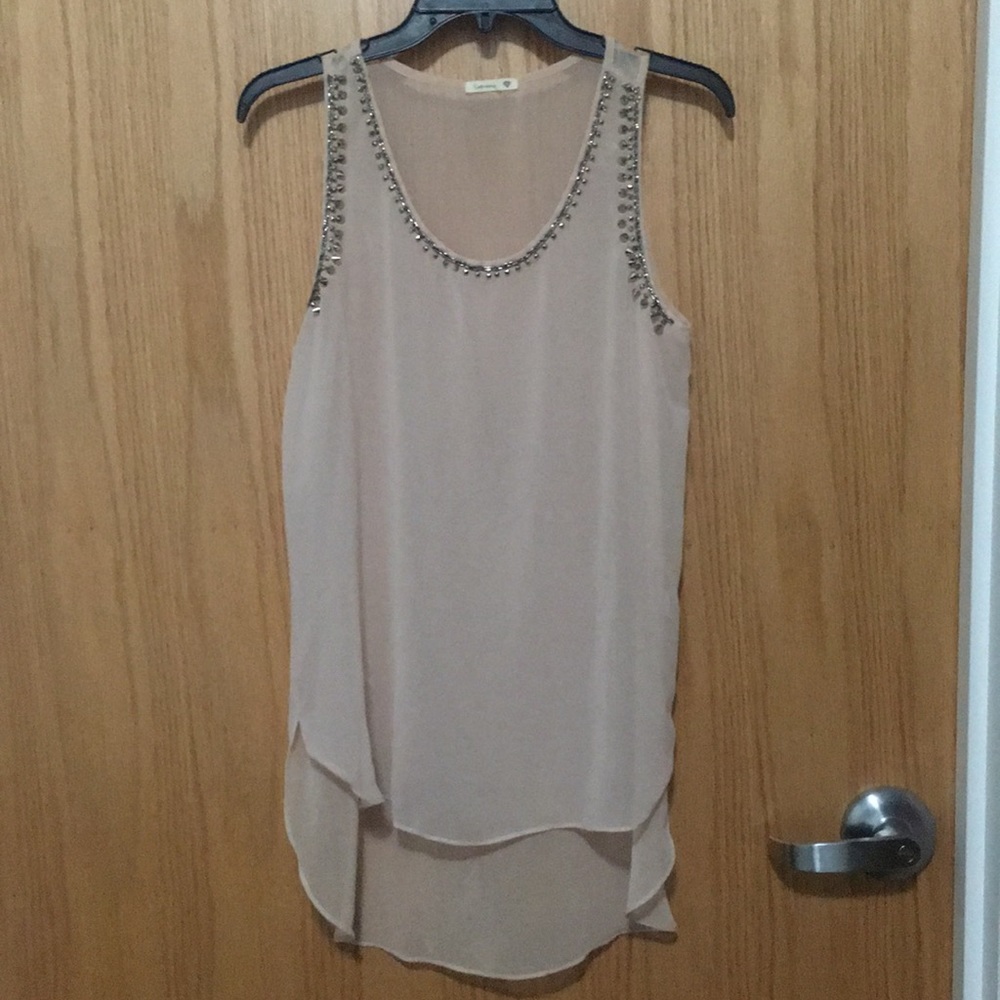 Soprano Blush Blouse Top with Chrome Detail
